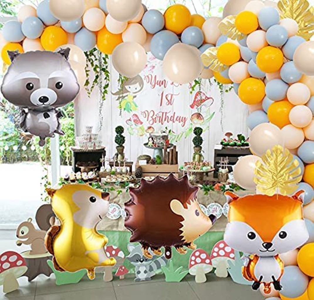 Woodland Baby Shower Woodland Fox Balloons Arch, Woodland Creatures Banner Fawn Animal Friends Felt Garland Baby Shower Party Supplies Decorations